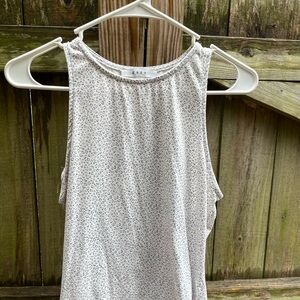 Gaze Gray Sleeveless Tank Top with White Accents